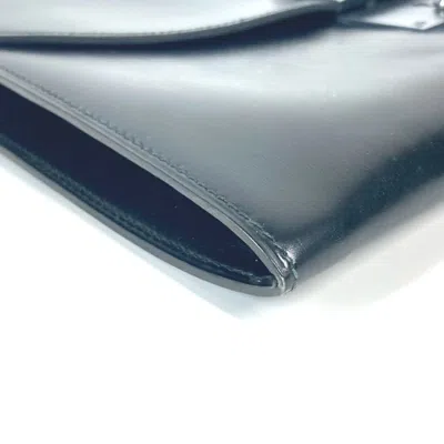 Pre-owned Hermes Black Box Calf Leather Clutch Bag Pouch ()