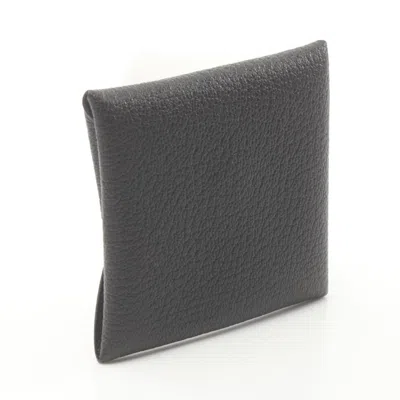 Pre-owned Hermes Black Chevre Leather Coin Purse/coin Case ()