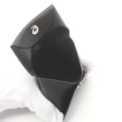 Pre-owned Hermes Black Chevre Leather Coin Purse/coin Case ()