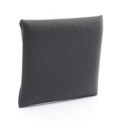 Pre-owned Hermes Black Epsom Leather Coin Purse/coin Case ()