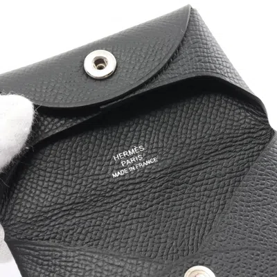 Pre-owned Hermes Black Epsom Leather Coin Purse/coin Case ()
