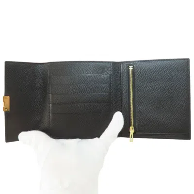 Pre-owned Hermes Black Epsom Leather Wallet (bi-fold) ()