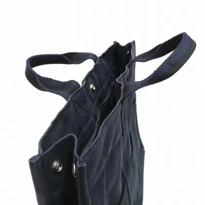Pre-owned Hermes Black Navy Canvas Handbag Tote Bag () In Black, Navy