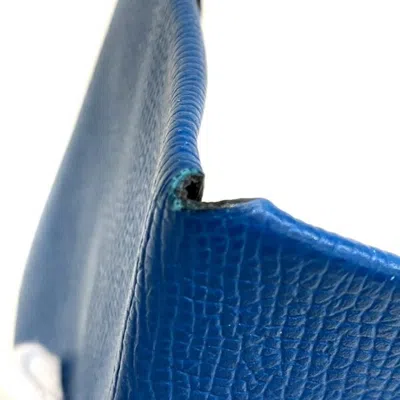 Pre-owned Hermes Bleu Saphir Leather Coin Purse/coin Case ()