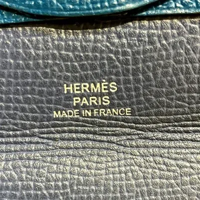 Pre-owned Hermes Bleu Saphir Leather Coin Purse/coin Case ()