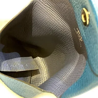 Pre-owned Hermes Bleu Saphir Leather Coin Purse/coin Case ()