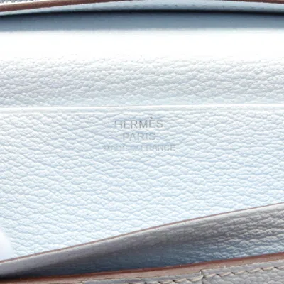 Pre-owned Hermes Blue Chevre Leather Long Wallet (bi-fold) ()