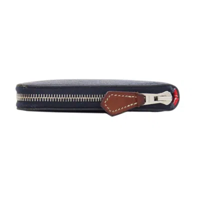Pre-owned Hermes Blue Indigo Epsom Leather Long Wallet (bi-fold) ()
