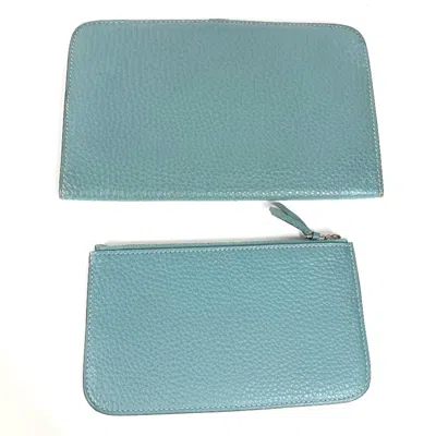Pre-owned Hermes Blue Leather Long Wallet (bi-fold) ()