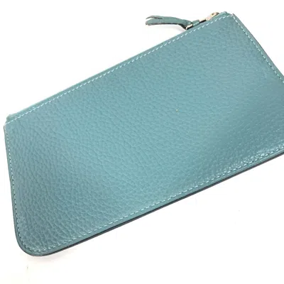 Pre-owned Hermes Blue Leather Long Wallet (bi-fold) ()