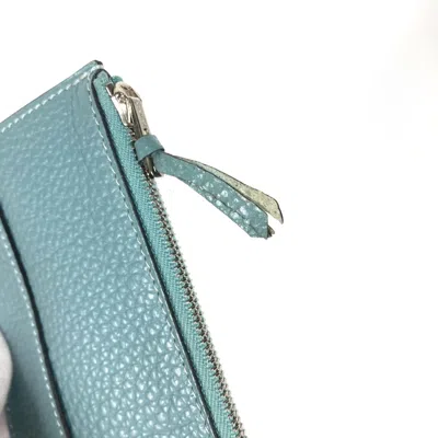 Pre-owned Hermes Blue Leather Long Wallet (bi-fold) ()