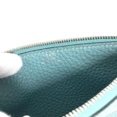 Pre-owned Hermes Blue Leather Long Wallet (bi-fold) ()