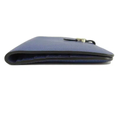 Pre-owned Hermes Blue Leather Long Wallet (bi-fold) ()