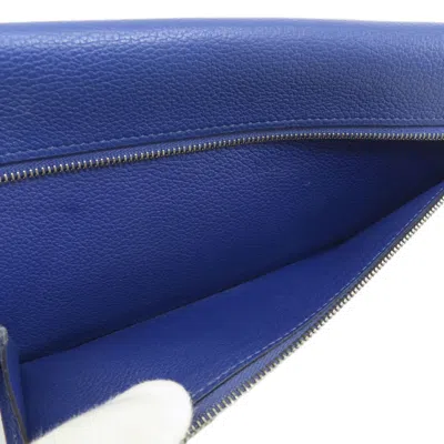 Pre-owned Hermes Blue Leather Long Wallet (bi-fold) ()