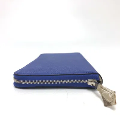 Pre-owned Hermes Blue Leather Long Wallet (bi-fold) ()
