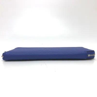 Pre-owned Hermes Blue Leather Long Wallet (bi-fold) ()