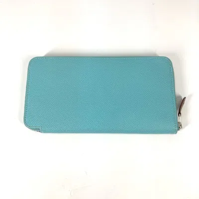 Pre-owned Hermes Blue Leather Long Wallet (bi-fold) ()