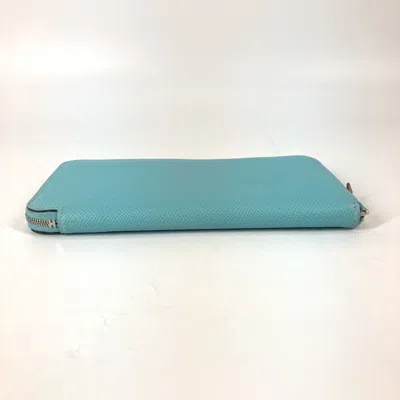 Pre-owned Hermes Blue Leather Long Wallet (bi-fold) ()
