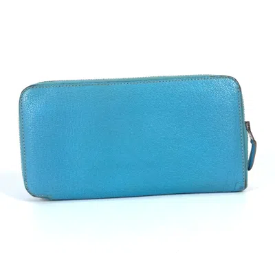 Pre-owned Hermes Blue Leather Long Wallet (bi-fold) ()