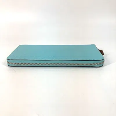 Pre-owned Hermes Blue Leather Long Wallet (bi-fold) ()
