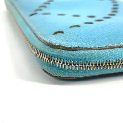 Pre-owned Hermes Blue Leather Long Wallet (bi-fold) ()