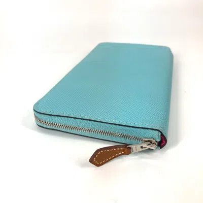Pre-owned Hermes Blue Leather Long Wallet (bi-fold) ()