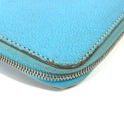 Pre-owned Hermes Blue Leather Long Wallet (bi-fold) ()