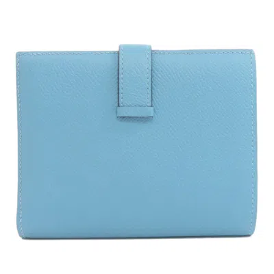Pre-owned Hermes Blue Red Color Epsom Leather Wallet (bi-fold) () In Blue, Red Color