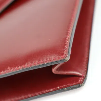 Pre-owned Hermes Bordeaux Rouge H Box Calf Leather Clutch Bag Handbag () In Bordeaux, Rouge H