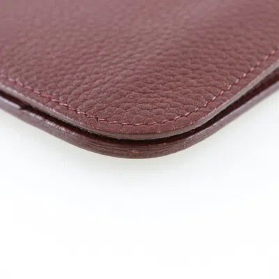 Pre-owned Hermes Bordeaux Taurillon Clemence Leather Coin Purse/coin Case ()