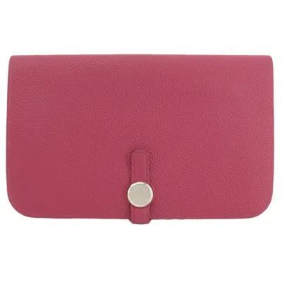 Pre-owned Hermes Bordeaux Togo Leather Long Wallet (bi-fold) ()