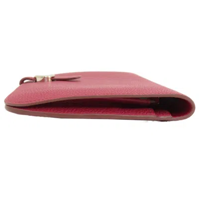 Pre-owned Hermes Bordeaux Togo Leather Long Wallet (bi-fold) ()