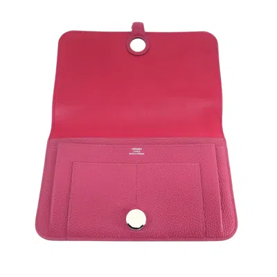 Pre-owned Hermes Bordeaux Togo Leather Long Wallet (bi-fold) ()