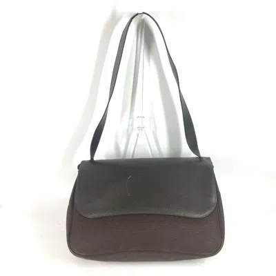 Pre-owned Hermes Brown Canvas Leather Messenger Bag Shoulder Bag ()