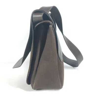 Pre-owned Hermes Brown Canvas Leather Messenger Bag Shoulder Bag ()