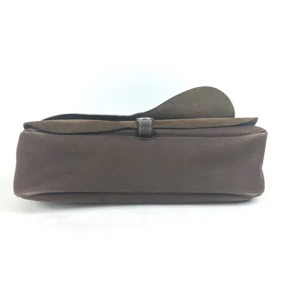 Pre-owned Hermes Brown Canvas Leather Messenger Bag Shoulder Bag ()