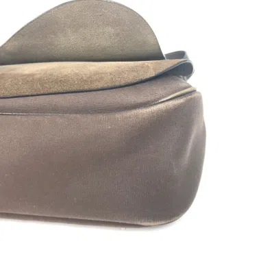 Pre-owned Hermes Brown Canvas Leather Messenger Bag Shoulder Bag ()