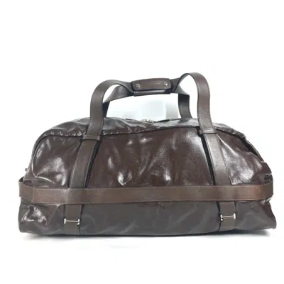 Pre-owned Hermes Brown Coated Canvas Boston Bag Shoulder Bag ()