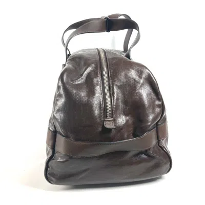 Pre-owned Hermes Brown Coated Canvas Boston Bag Shoulder Bag ()