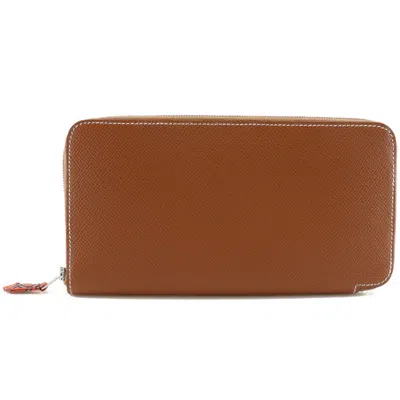 Pre-owned Hermes Brown Epsom Leather Long Bill Wallet (bi-fold) ()