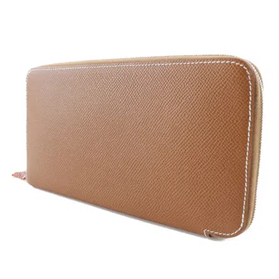 Pre-owned Hermes Brown Epsom Leather Long Bill Wallet (bi-fold) ()