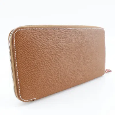 Pre-owned Hermes Brown Epsom Leather Long Bill Wallet (bi-fold) ()