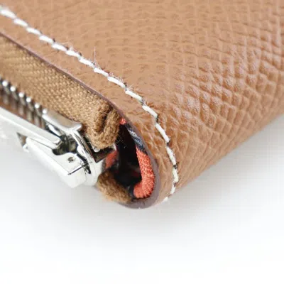 Pre-owned Hermes Brown Epsom Leather Long Bill Wallet (bi-fold) ()