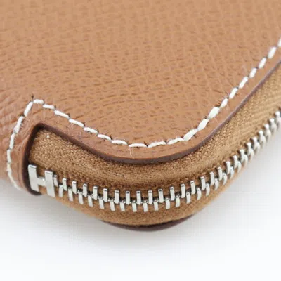 Pre-owned Hermes Brown Epsom Leather Long Bill Wallet (bi-fold) ()