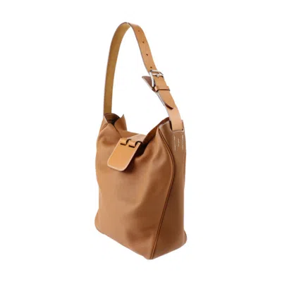 Pre-owned Hermes Brown Gold Taurillon Clemence Leather Swift Leather Handbag Shoulder Bag Tote Bag () In Brown, Gold