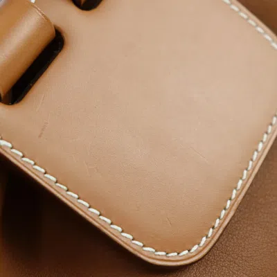Pre-owned Hermes Brown Gold Taurillon Clemence Leather Swift Leather Handbag Shoulder Bag Tote Bag () In Brown, Gold
