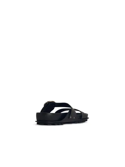 Jil Sander Black Leather Slippers Men