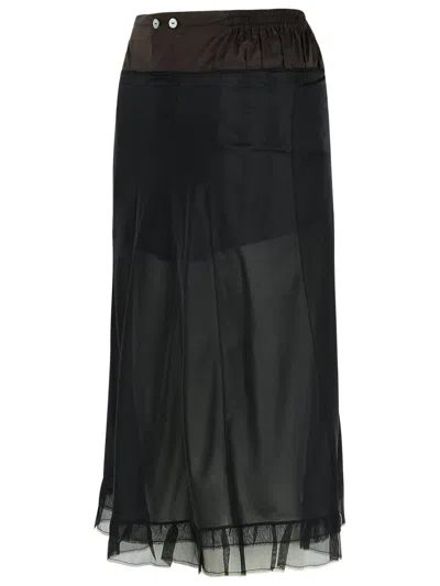 Maison Margiela Black & Brown 'anonymity Of The Lining' Midi Skirt