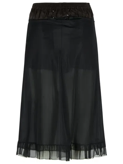Maison Margiela Black & Brown 'anonymity Of The Lining' Midi Skirt