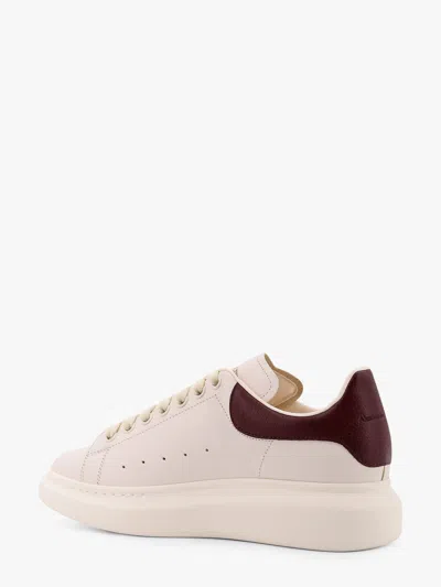 Alexander Mcqueen White Low-top Sneakers With Chunky Sole And Brown Contrasting Heel Tab In Leather Man In White